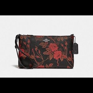 NWT Coach Thorn Roses Print Large Wristlet